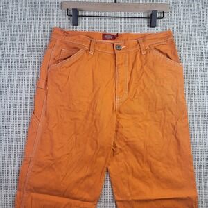 Dickies Carpenter Pants Womens 7 Orange Workwear Utility Straight Leg 7/28 Stain